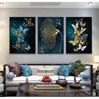 bleu or papillon affiche paysage bleu or papillon Tableaux salon couloir Murale Decoration Toile tableau 30*40cm sans cadre
