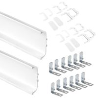 Emuca Kit de 2 profils centraux Gola pour meubles de cuisine, longueur 2,35mm, avec raccords, Aluminium, Peint en blanc