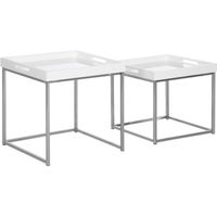 Lot de 2 tables basses carrée 50x50x50cm Blanc