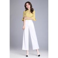 Pantalon Femme Été Coupe 7-8 Stretch Taille Haute Léger Élégant Confortable - Blanc