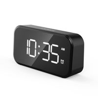 Réveil Numérique, Alarm Réveil LED, Snooze, Luminosité réglable, Double alarme, 12/24 - Noir(police blanc)