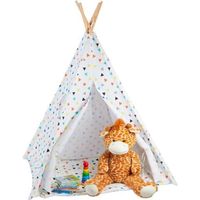 Tente de jeu enfants - RELAXDAYS - Tipi intérieur extérieur - HxlxP:160 x 115 x 115 cm - Blanc/coloré