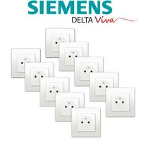 Siemens - LOT 10 Prise 2P+T Blanc Delta Viva + Plaque Blanc