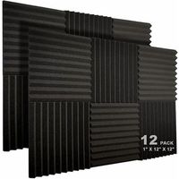 Mousse insonorisante, paquet de 12 panneaux acoustiques 10 emplacements 1 x 12 x 12 pouces mousse acoustique (noir)