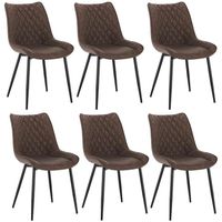 WOLTU Lot De 2 Chaises De Salle à Manger Rembourrées En Similicuir Épais, Pieds Métal Noirs, Style Moderne Confortable – Brun Clair BH207hbr-2