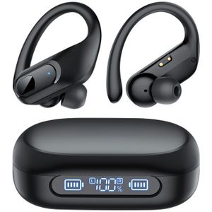Écouteurs Bluetooth 5.4 Avec Réduction De Bruit - Stéréo Hi-Fi, Batterie 65mAh, étanches IPX7, Design Ergonomique (noir)