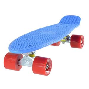 SKATEBOARD - LONGBOARD Skateboard Rétro Cruiser avec planche antidérapante bleue  de 56 cm - Roues rouges de 59 mm polyuréthane + sac de transport  -