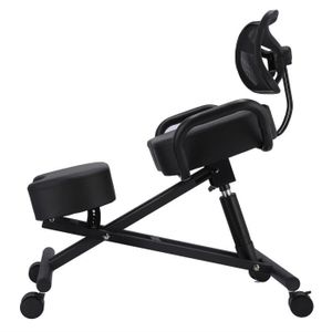 TABOURET TAM Tabouret, chaise ergonomique, siège assis genoux en bois pliable et réglable - Noir TA188
