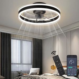 Plafonnier sans fil 50cm ventilateur de plafond intelligent avec lampe  ventilateur électrique chambre ventilateur décoratif lampe intelligente App
