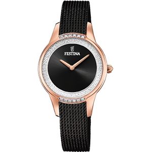 MONTRE Bracelet acier femme - FESTINA - Montre femme Festina noire rose et cristal - Couleur de la matière:Noir