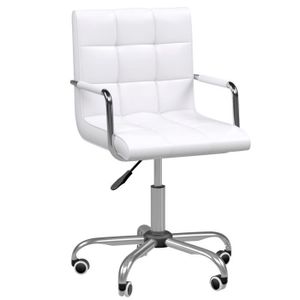 CHAISE DE BUREAU Chaise de bureau manager pivotant HOMCOM - blanc - hauteur réglable - revêtement synthétique capitonné
