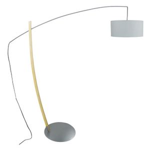 LAMPADAIRE TOSEL Lampadaire 1 lumière - luminaire intérieur - tissu  gris - Style inspiration nordique - H190cm L180cm P50cm