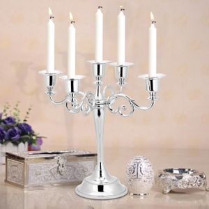 Chandelier à 4 Branches En Métal Argenté - 35x62 Cm, Pose Ou Suspension - Compatible Bougies Tige Jusqu'à 22 Mm - 5