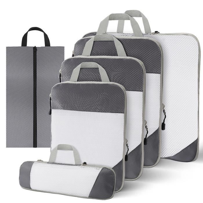 AiQInu Rangement Valise Lot de 7 Imperméable Organisateur de Voyage Packing Cubes Organiseur, sac à chaussures,Bagage Sacs
