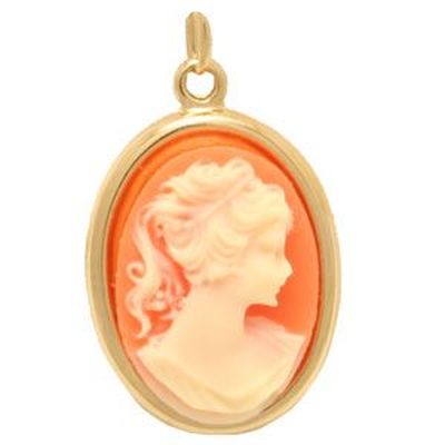 Pendentif Camée Femme Magnifique Plaqué Or Jaune - Bijou Ancien Occasion