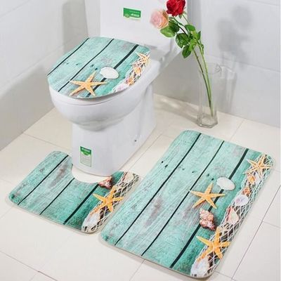 Ensemble tapis de bain et contour WC à mémoire de forme écru