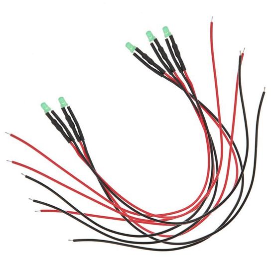 90 Diodes LED 5mm Pré-câblées 12V - 6 Couleurs (blanc, Rouge, Jaune, Vert, Bleu, Orange)