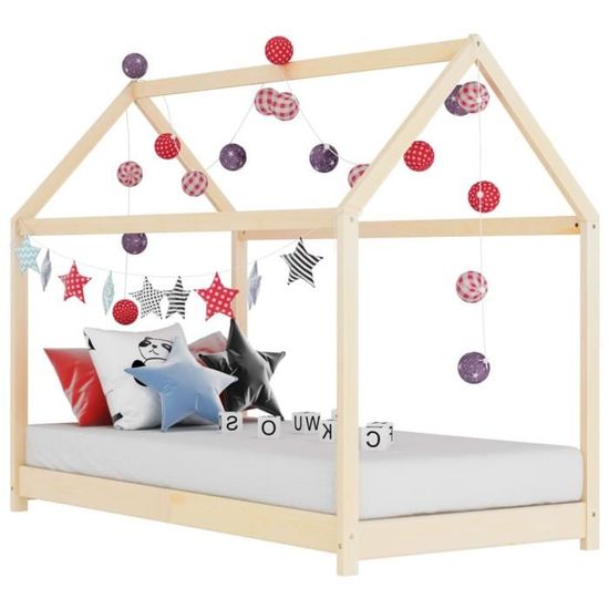 982•Modern Design Cadre de lit d'enfant Maison de lit - Lit Cabane Enfant Structure de lit Simplicity MODE Bois de pin massif 70x140