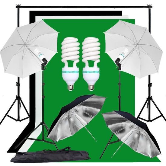 Abeststudio Studio Kit d'éclairage de parapluie souple Backdrop Studio + Support de fond
