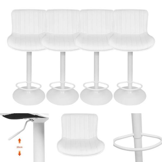 Lot De 4 Tabourets De Bar Pivotants Avec Accoudoirs - Cuir PU, Hauteur Réglable Pneumatique, Base Métal, Marron