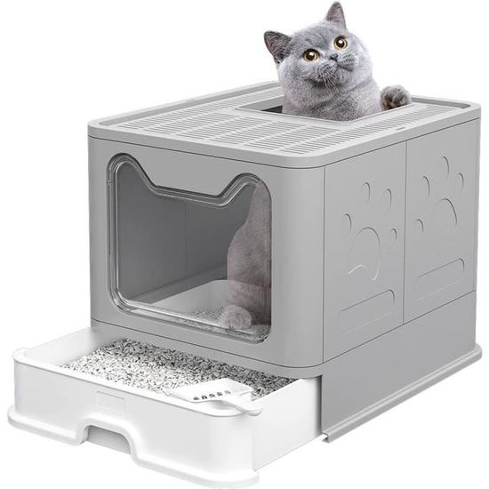 MENGDA Bac Litière Chat XXL Maison de Toilette pour Chats Anti Odeur Caisse Litière Fermée
