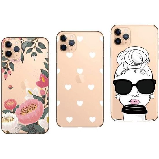 LaCoqueFrançaise Coque iPhone Xs Max silicone transparente Motif Coeur Noir Amour ultra resistant - Coque téléphone