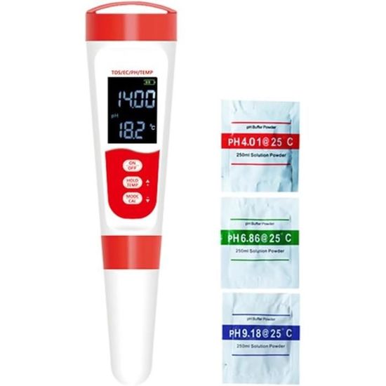 PH Meter Tds Mètre numérique 4 en 1 PH EC TDS Temp mètre pour ...