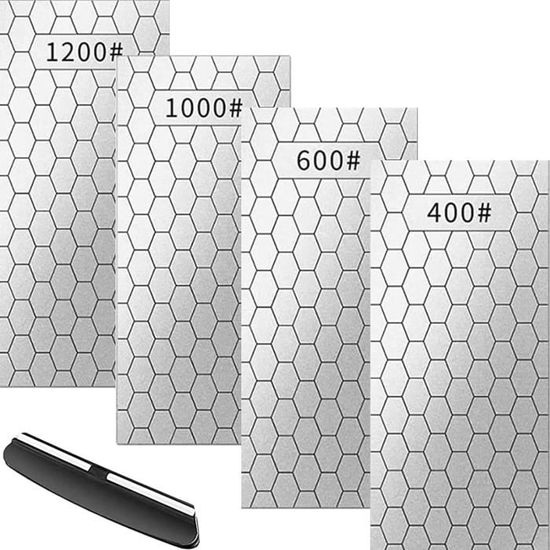 Lot De 5 Pierres à Aiguiser Diamantées - Grains 200/400/600/1000/2000#, Antidérapantes, Pour Couteaux, Outils - 10