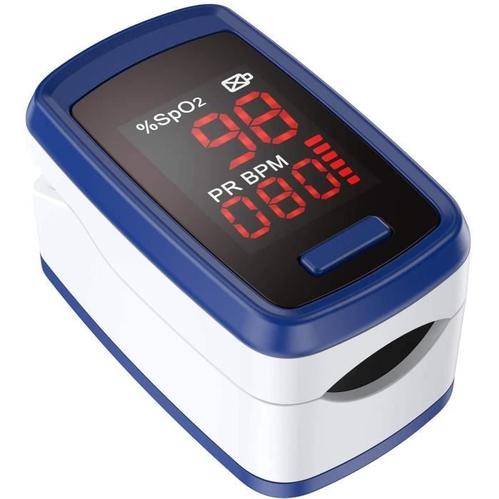 Oxymètre de Pouls Professionnel Oxymètre de Doigt Electronique Numérique Ecran LED SpO2 Moniteur de Fréquence Cardiaque avec Lanière
