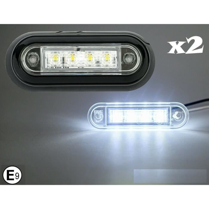 2x 4 LED Feux Gabarit Latéraux Blanc Montage Encastré 12/24V pour Camion Remorque