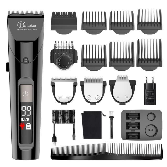 Hatteker Tondeuse Cheveux Tondeuse Barbe Pour Hommes Tondeuse de Precision Charge USB Impermeable 4en1