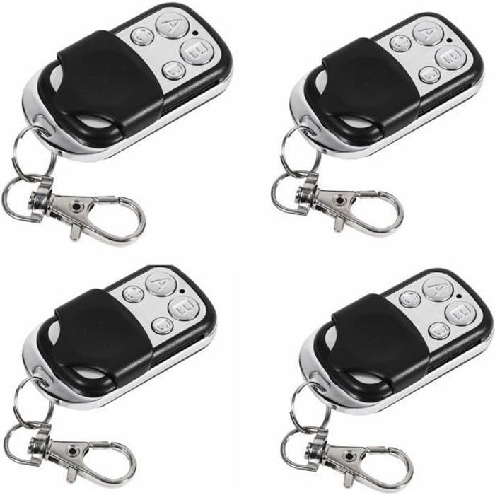 4Pcs Télécommande universelle pour Porte de Garage/Portail Alarme 433 Mhz Argent