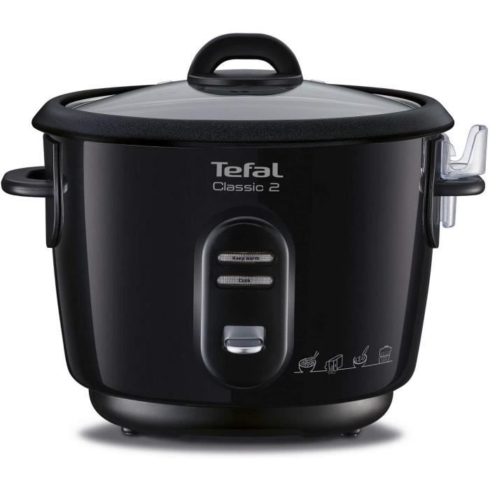 Tefal Classic 2 Cuiseur A Riz 3L Cuve Anti-Adhesive Arrêt Automatique Maintien Au Chaud Panier Vapeur Noir Metalise RK102811