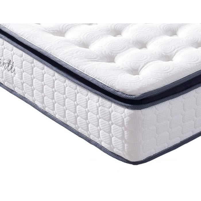 Vesgantti Matelas 90x200cm, 26cm Épaisseur Matelas Ressorts Ensachés Mousse Mémoire de Forme Transpirant Ferme 7 Zones de Confort