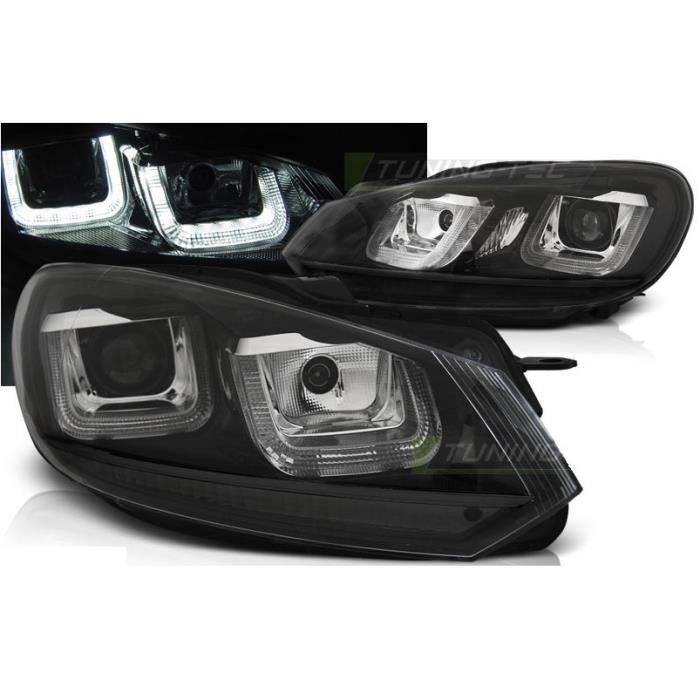 2 FEUX PHARE AVANT POUR VW GOLF 6 A LED FOND NOIR