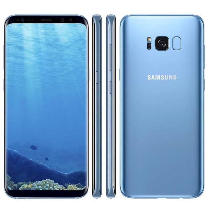 (Bleu) pour Samsung Galaxy S8 G950F 64GB (écouteur+chargeur Européen+USB câble)