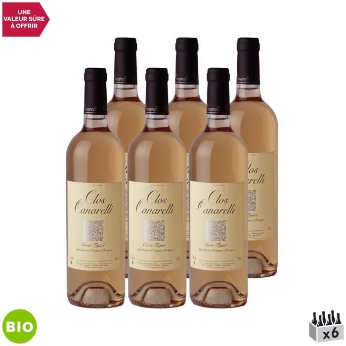Clos Canarelli Corse Figari Rosé 2020 - Bio - Lot de 6x75cl - Vin AOC Rosé de Corse - Cépages Niellucciu, Siacarellu, Grenache