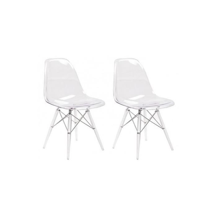 Lot 2 chaises transparentes & coussin noir - Zaho