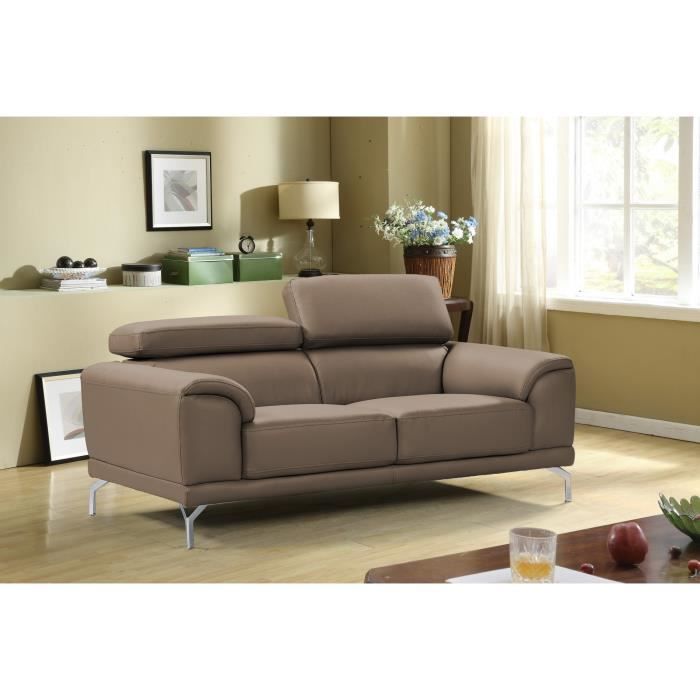 Canapé marron 2 places design en simili cuir haute qualité