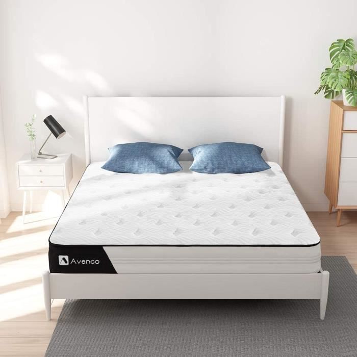 Avenco Matelas 90x200, Épaisseur 22cm, Ressorts Ensachés Indépendant, Soutien Parfait de 5 Zones de Confort, Sommeil Rafraichissant