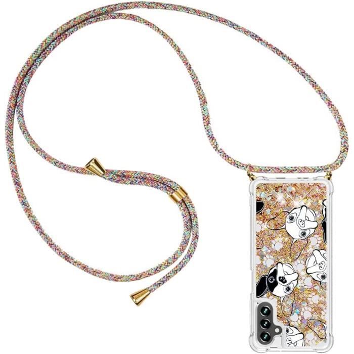 Collier Samsung Galaxy A13 5G Silicone Coque Glitter Liquide Filles Femmes étincelle à Bandoulière Et Cordon Collier avec Y