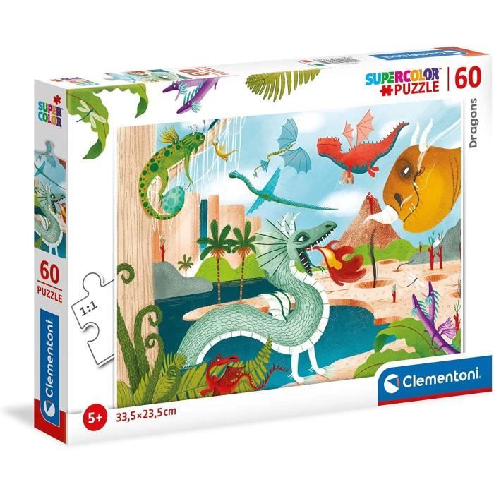 Clementoni - 26065 - SuperColor 60 pièces - Dragons