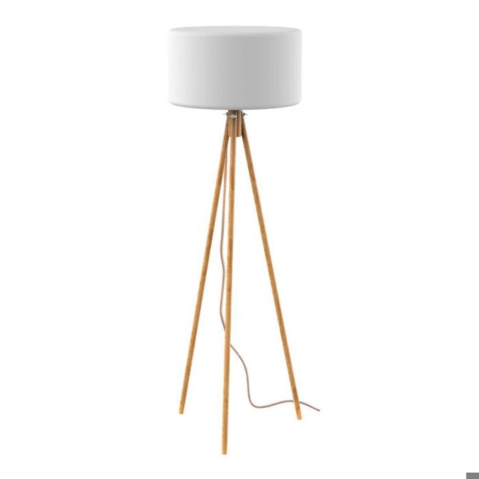 Lampadaire moderne extérieur CHLOE en bois et PVC blanc