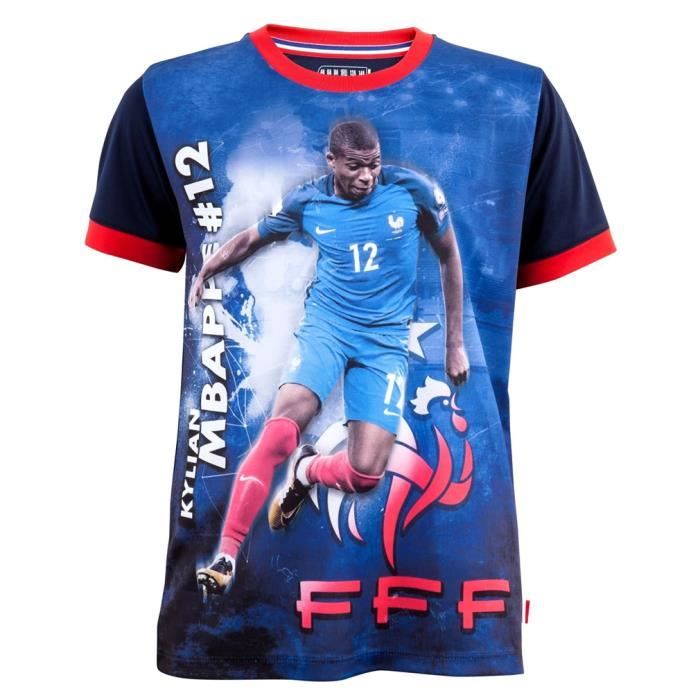 Maillot de Foot FFF Enfant 'Mbappé' Officiel - Bleu