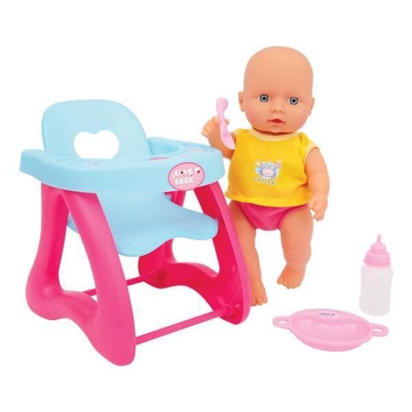 LOVE BEBE - POUPON 30CM +CHAISE HAUTE