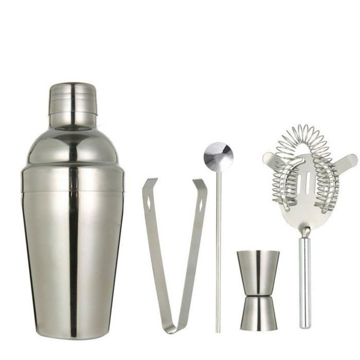 5 pcs-set - Cocktail Shaker 750ml en acier inoxydable set outil de Cocktail professionnel bouteille de cocktail