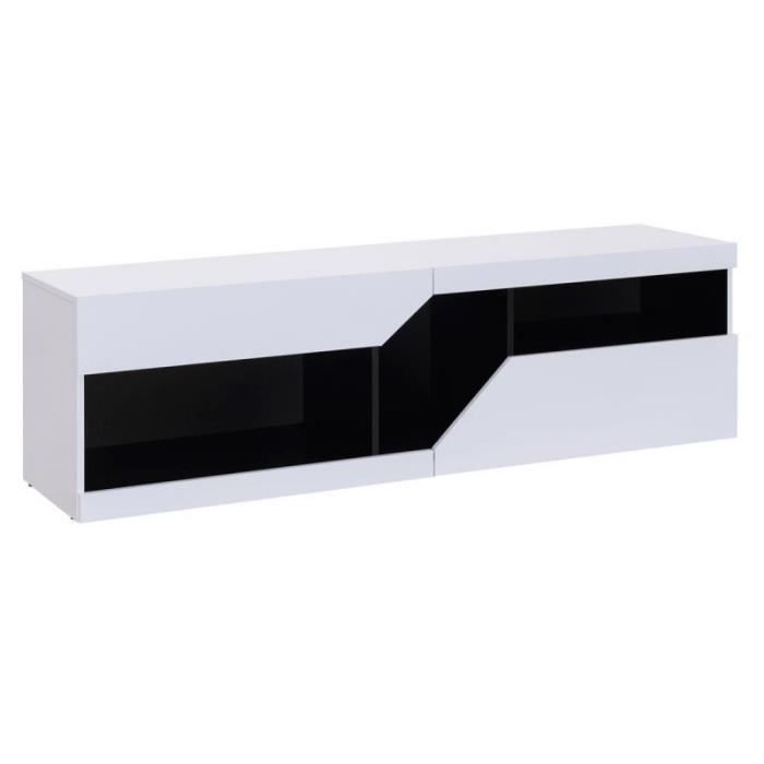 Meuble Tv Design -sullivan- 160cm Blanc & Noir - Paris Prix