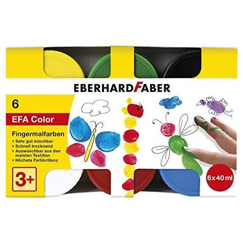 Eberhard Faber 578606 Lot de 6 pots de peinture à doigts pour enfants et tout-petits 40 ml