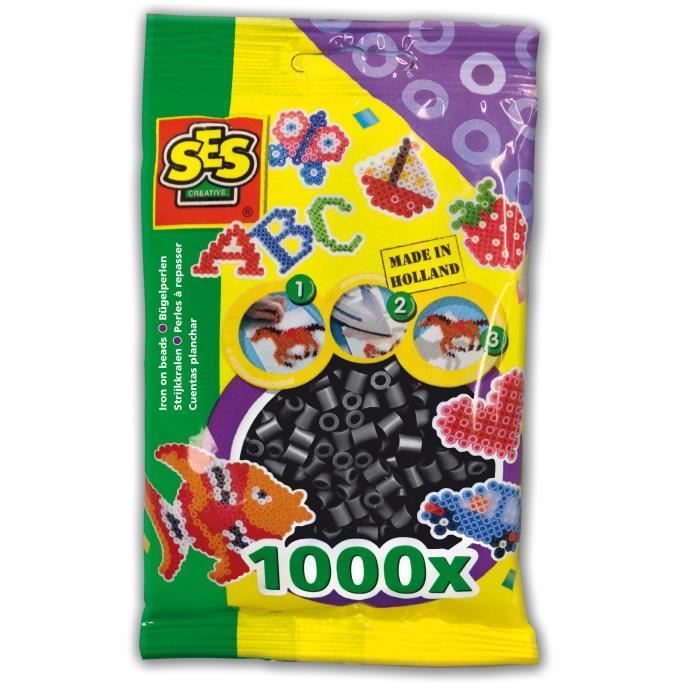 SES CREATIVE Lot de 1000 perles à repasser - Noir