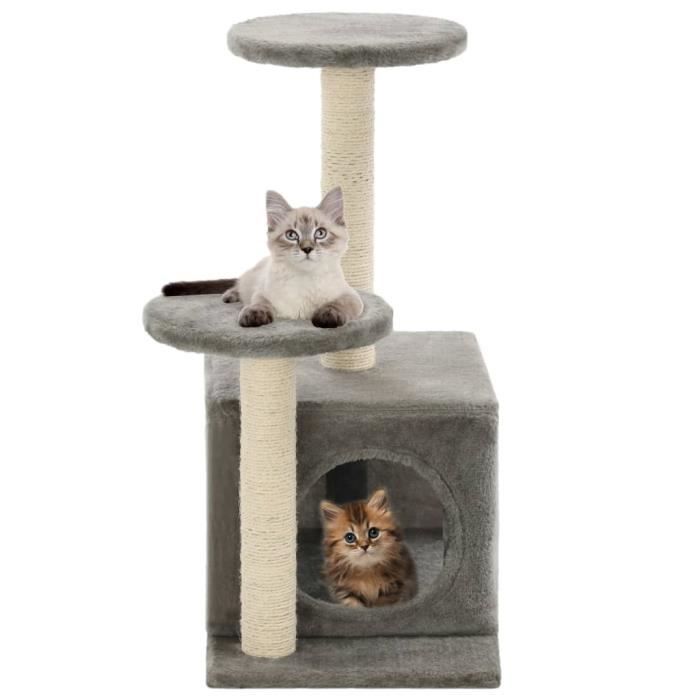 Arbre à chat avec griffoirs en sisal 60 cm Gris - Accessoires pour chats - Meubles pour chats - Gris - Gris